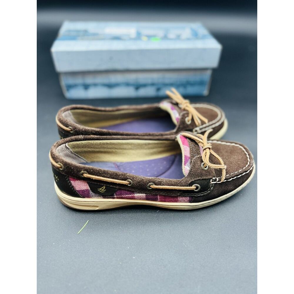 SPERRY Top Sider Angelfish Leather Suede Boat Deck Ladies Shoes Sz 8 Box Preppy
